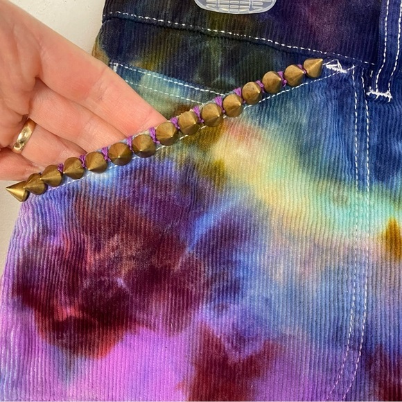 RE/DONE Corduroy Pants Womens Size 28 Small Tie Dye Hand Painted Redone Colorful - Picture 5 of 16